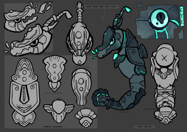 An illustration depicting an armoured sea creature